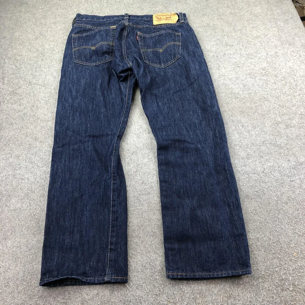 Levis 501 Jeans Mens 34x30 Blue Dark Wash Regular Straight Denim Pants Casual